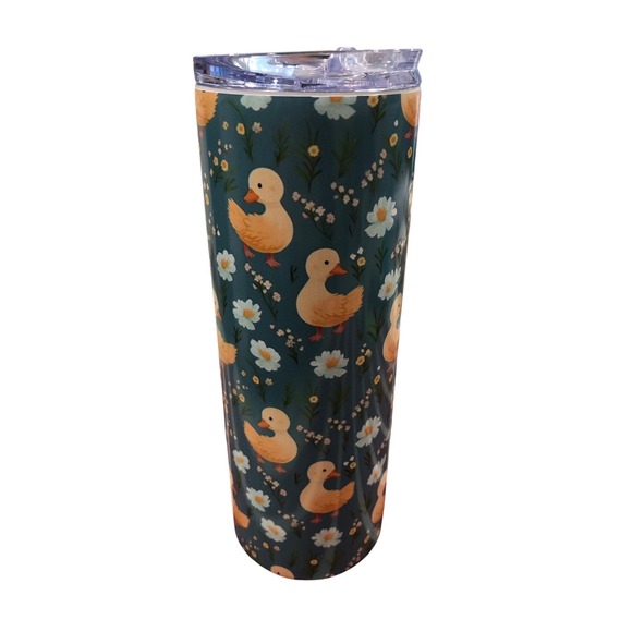 Other - Rubber Ducky Floral Stainless Steel Cute Insulated Drink Tumbler/Lid 20 oz Teal